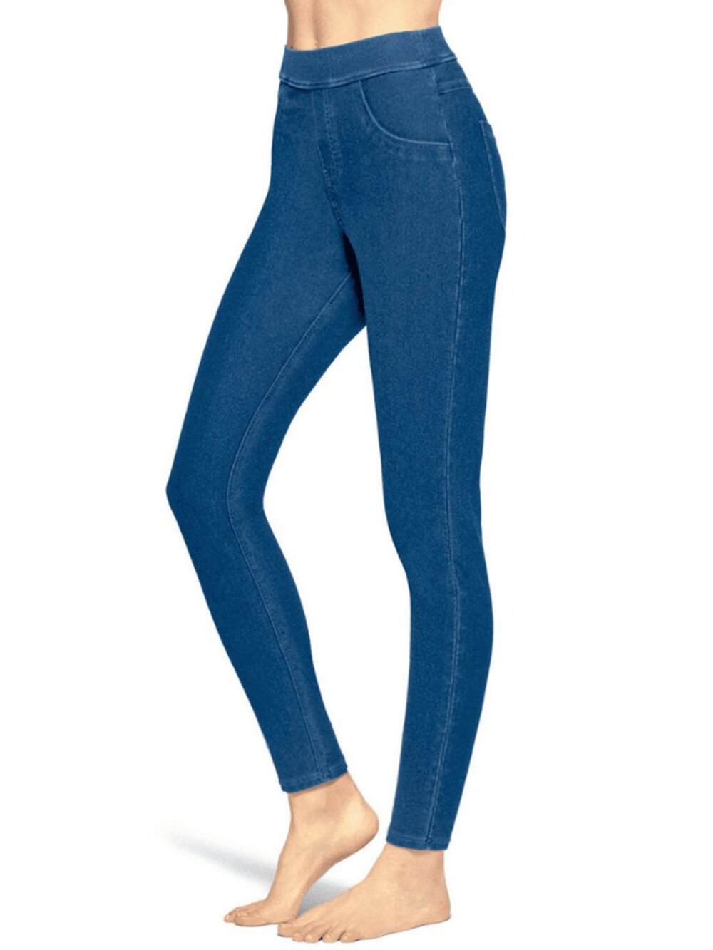 NWT HUE Womens Size Small Medium Blue Stretch Denim Ankle Legging Jegging NEW
